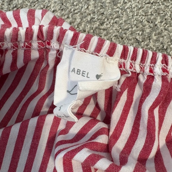 Label‎ Love Off the Shoulder Red Striped Dress w Floral Cross-Stitch Embroidery - Picture 9 of 10